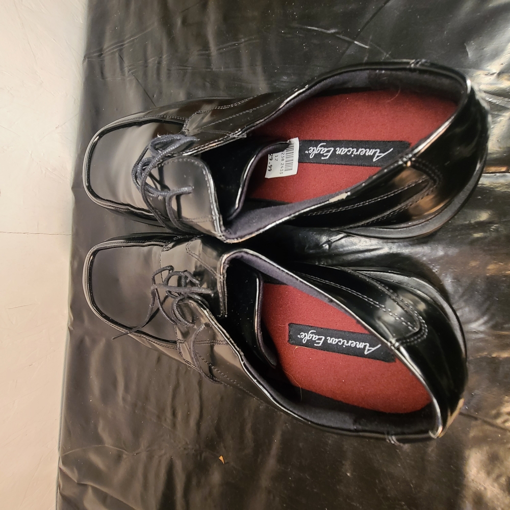 American Eagle men's black patent leather square toe Shoes Size 12 - Picture 8 of 11